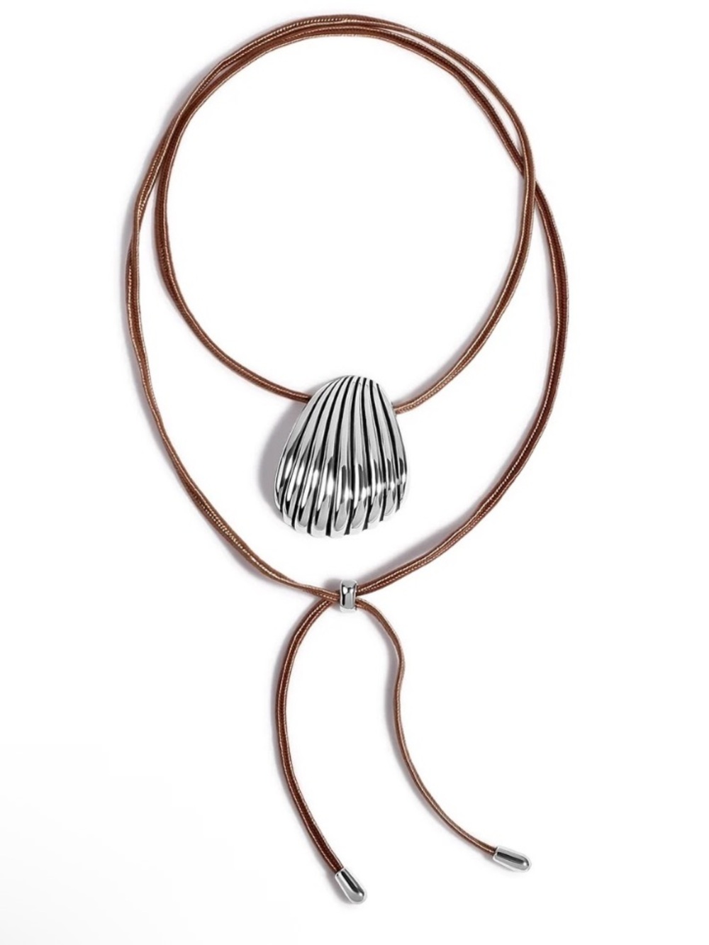NEW Mayamar Silver Shell Adjustable Cord Necklace Boho Coastal